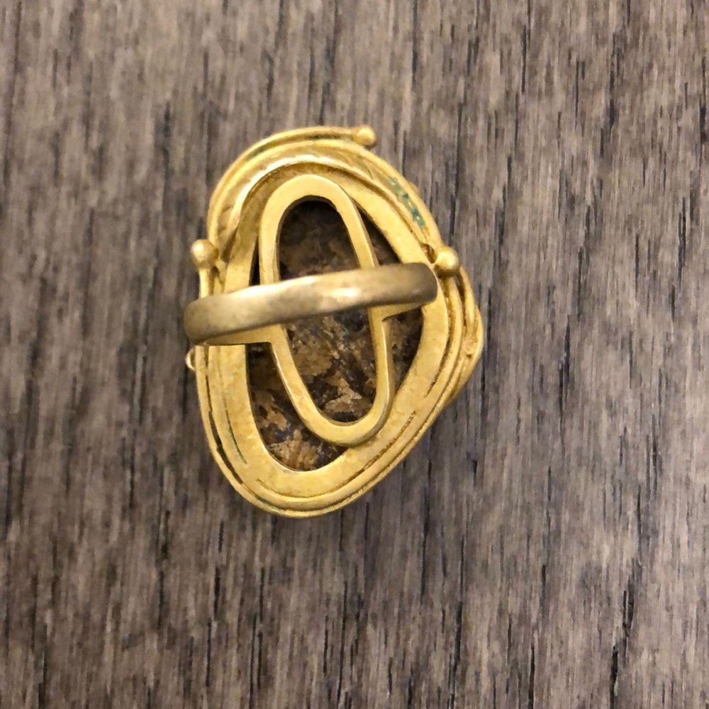 14k gold plated genuine Tiger’s Eye fashion ring - Picture 3 of 4